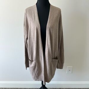 Women's Brown Cashmere Wool Blend Open Front Cardigan Sweater Size L